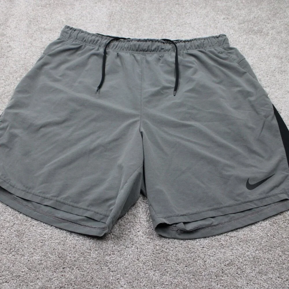 Nike Flex 2.0 Plus Training Shorts Men 2XL XXL Gray Dri-Fit Drawstring 8” inseam - Picture 2 of 12
